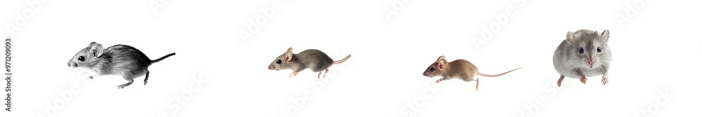 Isolated on white background, gray common house mouse Isolated on white background, gray common house mouse