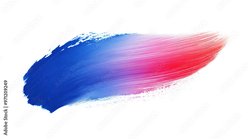 one single blue and red gradient abstract smear smudge brush stroke isolated on white background one single blue and red gradient abstract smear smudge brush stroke isolated on white background