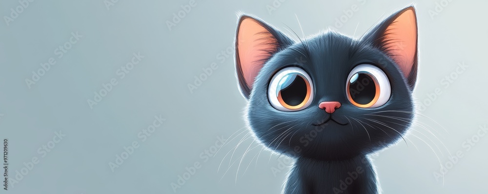 Adorable Cartoon Kitty with Big Expressive Eyes - Cute and Playful Feline Character Illustration Adorable Cartoon Kitty with Big Expressive Eyes - Cute and Playful Feline Character Illustration
