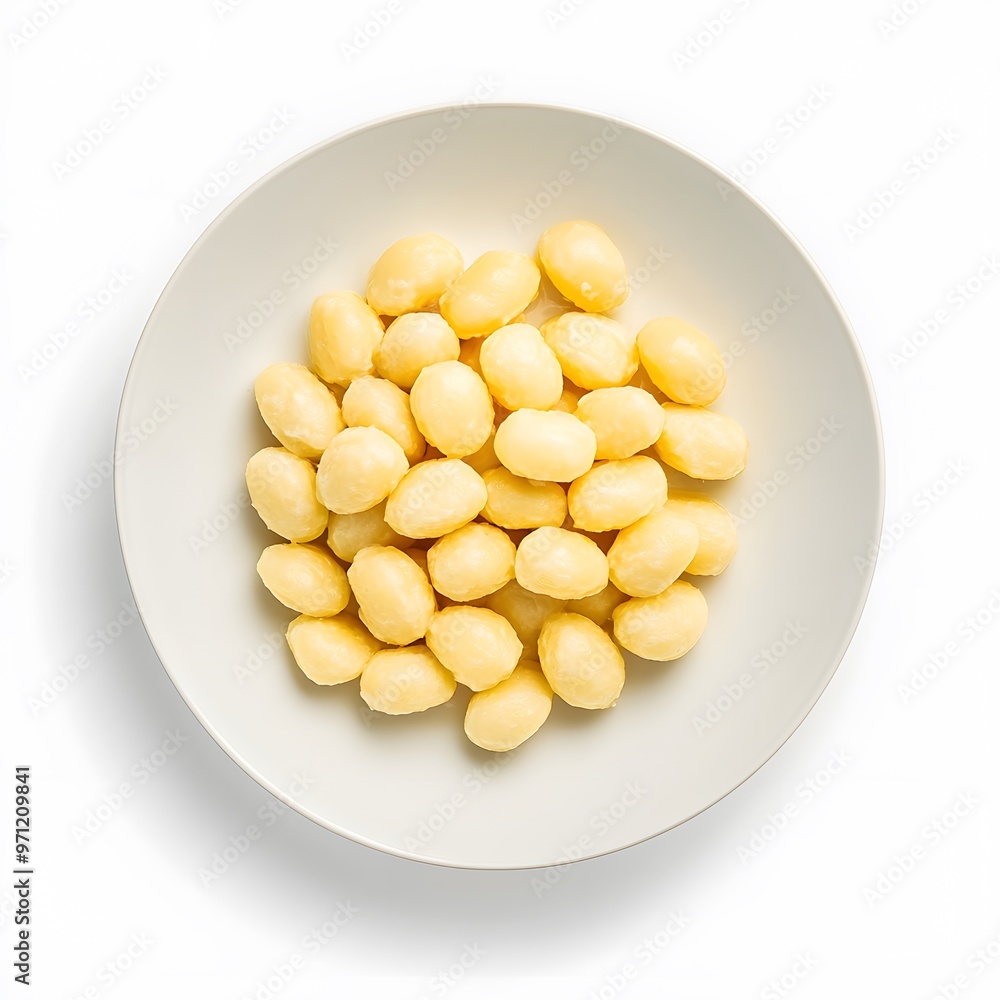 Delicious homemade italian gnocchi on a white plate Delicious homemade italian gnocchi on a white plate