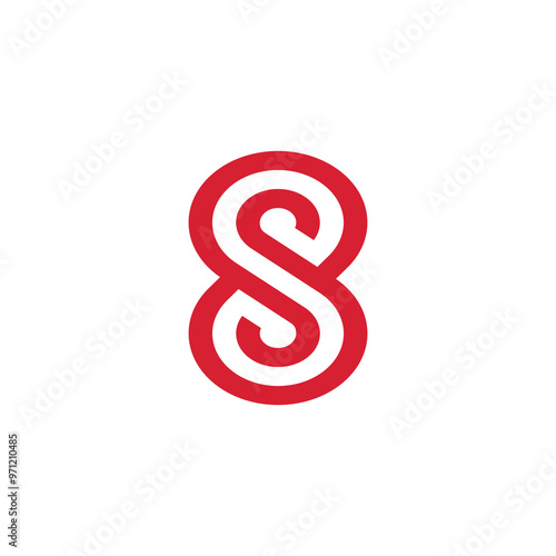 Letter S Number 8 Eight logo design vector template