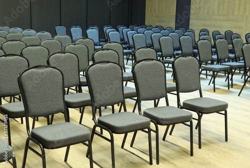 Empty seats in new modern clean lecture hall or classroom