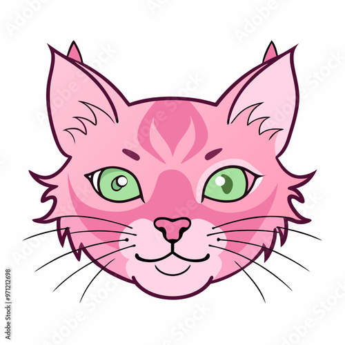 Pink cat face portrait stock illustration