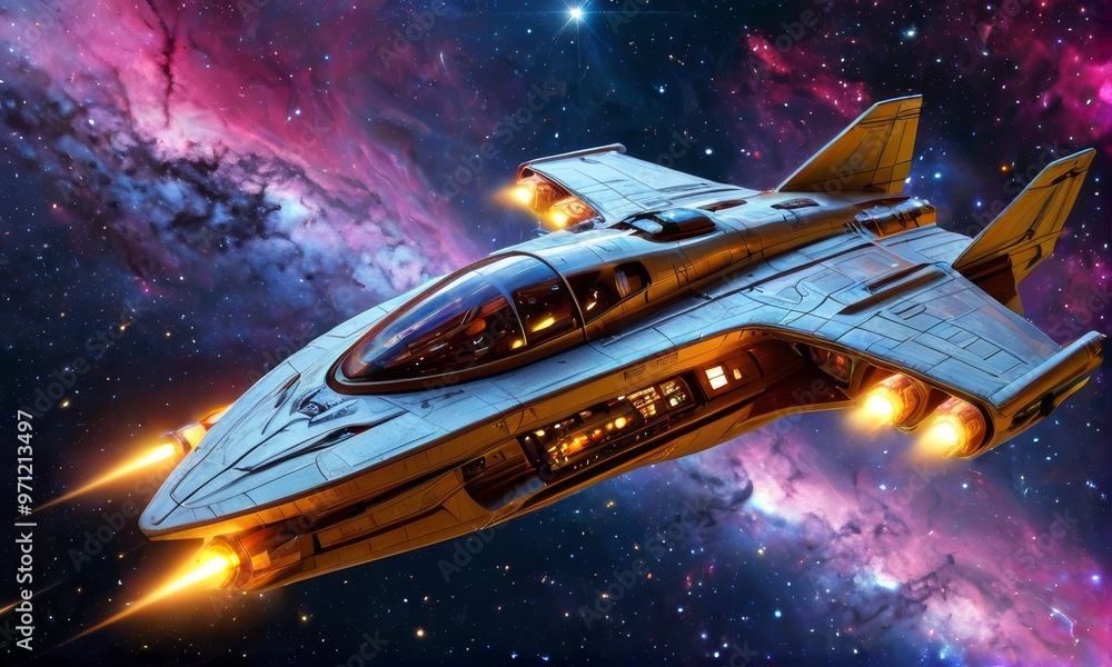 custom made wallpaper toronto digitalStarship Soaring in Nebula