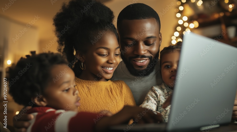 A family enjoys a Thanksgiving virtual fundraiser together from their living room with warm decorations and engaging online activities A family enjoys a Thanksgiving virtual fundraiser together from their living room with warm decorations and engaging online activities