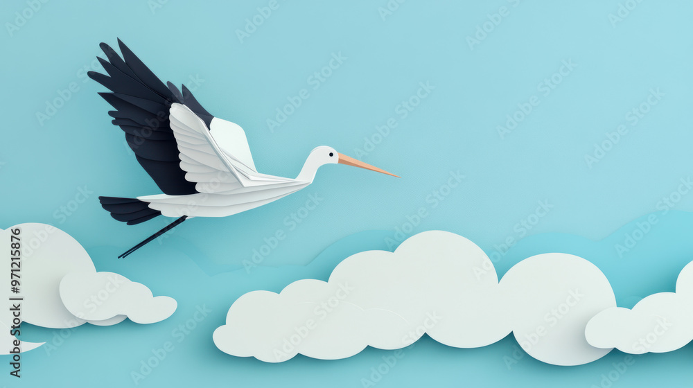 Obraz premium Paper Stork Flying.