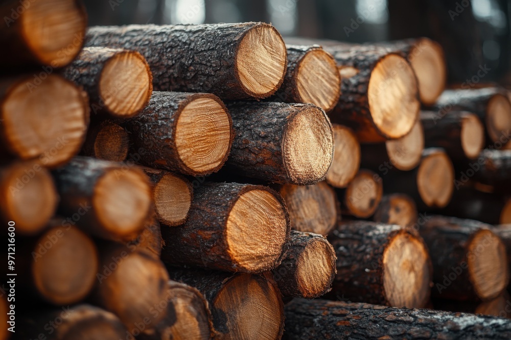 A high-resolution photo capturing a large pile of natural wooden logs A high-resolution photo capturing a large pile of natural wooden logs
