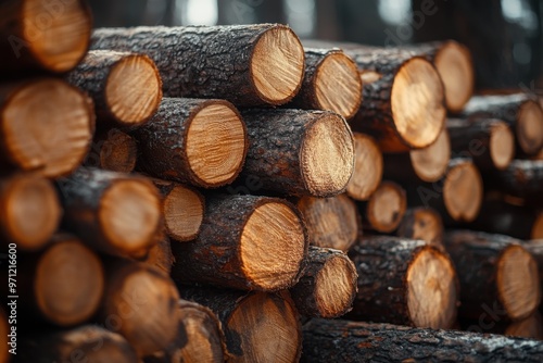 A high-resolution photo capturing a large pile of natural wooden logs