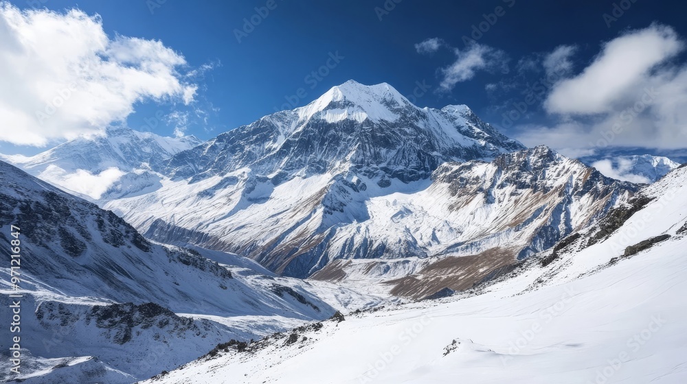 Snowy Thorong la Pass in Nepal's Annapurna region Snowy Thorong la Pass in Nepal's Annapurna region