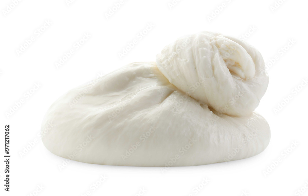 Fresh burrata cheese isolated on white. Italian cuisine Fresh burrata cheese isolated on white. Italian cuisine