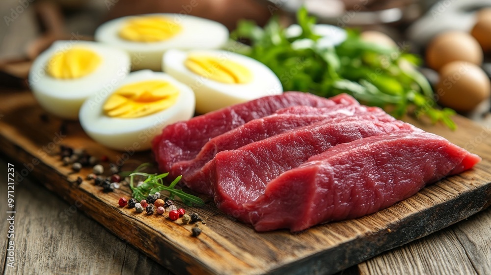 Diet includes meat and eggs.