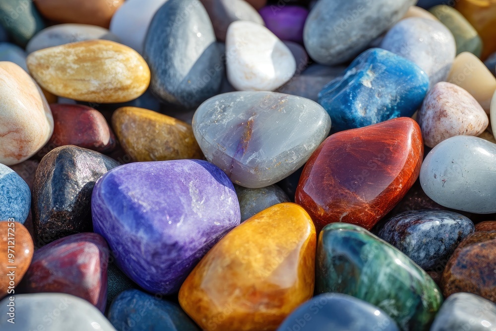 Colorful stones of different shapes. A close up of different colored stones with generative ai Colorful stones of different shapes. A close up of different colored stones with generative ai