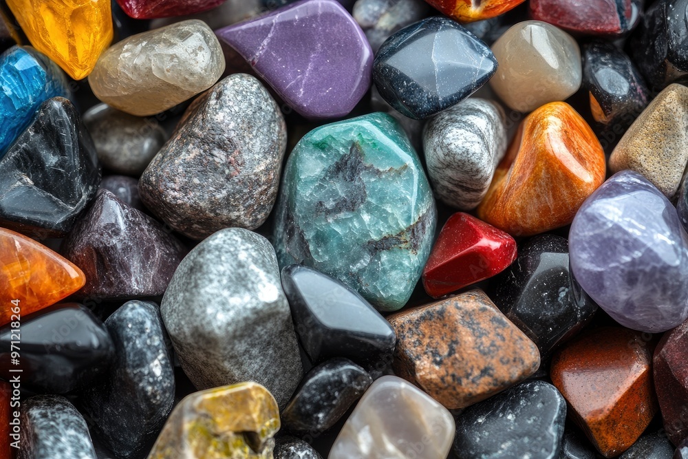 Colorful stones of different shapes. A close up of different colored stones with generative ai Colorful stones of different shapes. A close up of different colored stones with generative ai