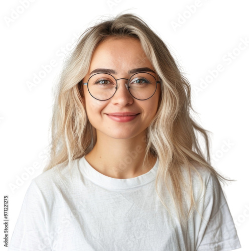 PNG Smiling young mixed race woman portrait glasses blonde.