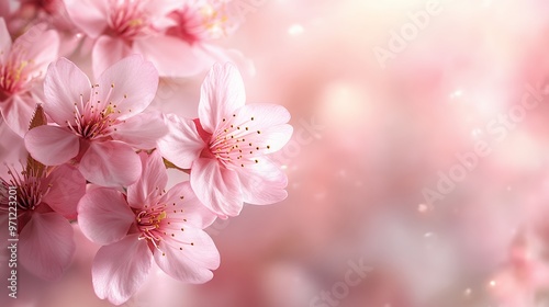 Delicate pink blossoms with a soft, blurred background.