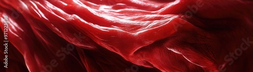 A close-up view of vibrant red texture, showcasing the intricate details and smooth surface, suitable for artistic and medical uses.