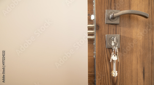 Tableau sur toile House keys on the door. Security. Real estate