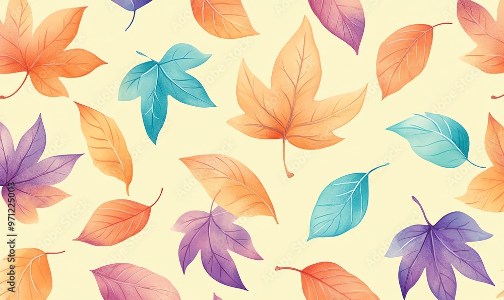 Autumn leaf pattern seamless vector illustration with maple and oak leaves in orange and yellow tones Autumn leaf pattern seamless vector illustration with maple and oak leaves in orange and yellow tones