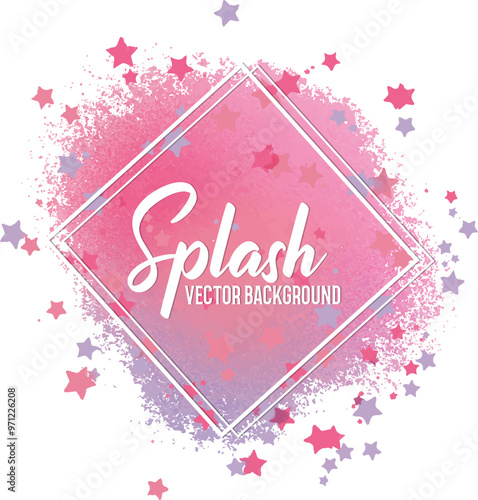 Colorful pink and purple watercolor splash paint background, colorful pink and purple splashes, pink and purple pain drips on a white background, pink watercolor stain with paint splatter, banner, abs