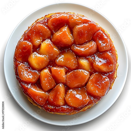 Delicious homemade apple tarte tatin with caramelized glaze photo