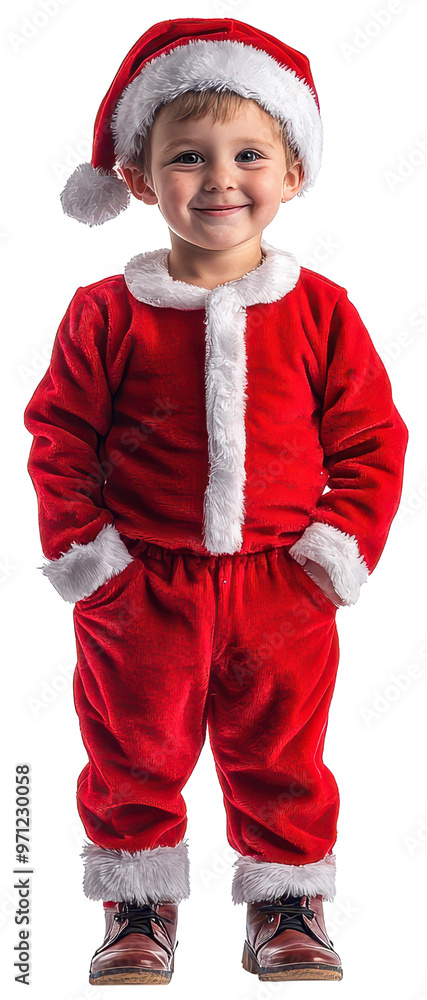 a kid in christmas costume isolated on transparent background a kid in christmas costume isolated on transparent background