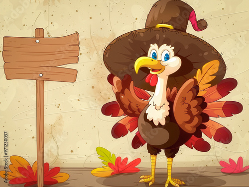 Playful Turkey Holding Sign...