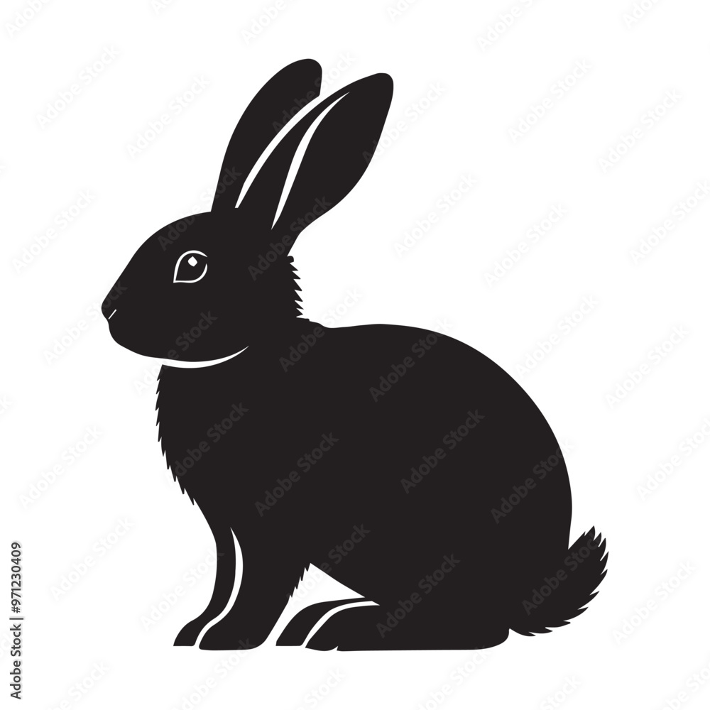 Obraz premium Rabbit silhouette Clipart - Rabbit vector illustration in black and white 