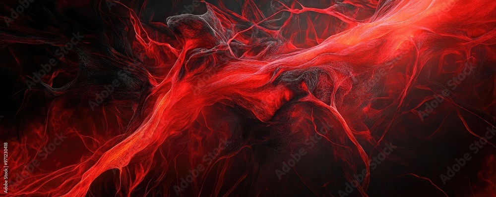 A dynamic red abstract background with flowing organic shapes, evoking passion and energy in a dark atmosphere. A dynamic red abstract background with flowing organic shapes, evoking passion and energy in a dark atmosphere.