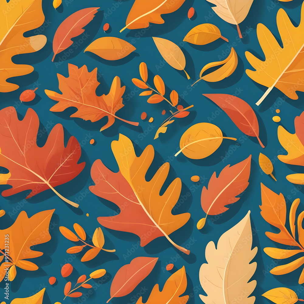 Seamless pattern with autumn leaves 