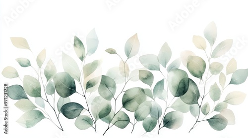 Elegant watercolor leaves in soft tones, perfect for nature-themed designs and tranquil home decor.