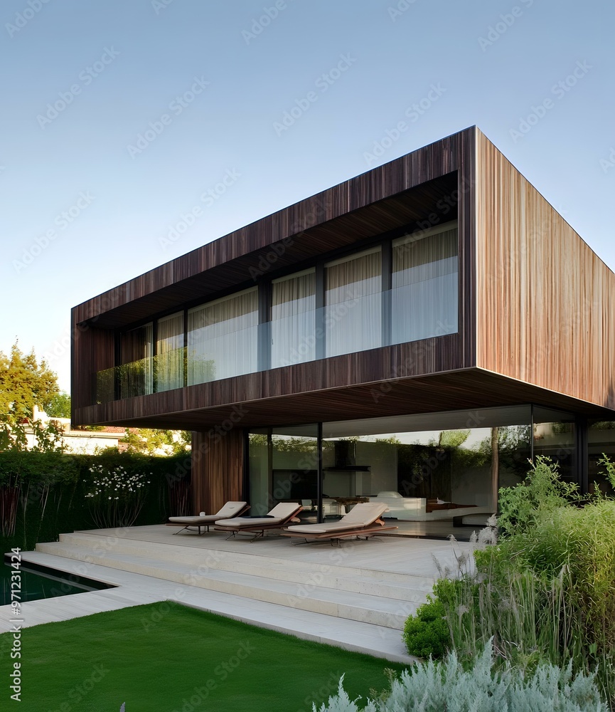Modern Wooden House with Patio and Pool Modern Wooden House with Patio and Pool