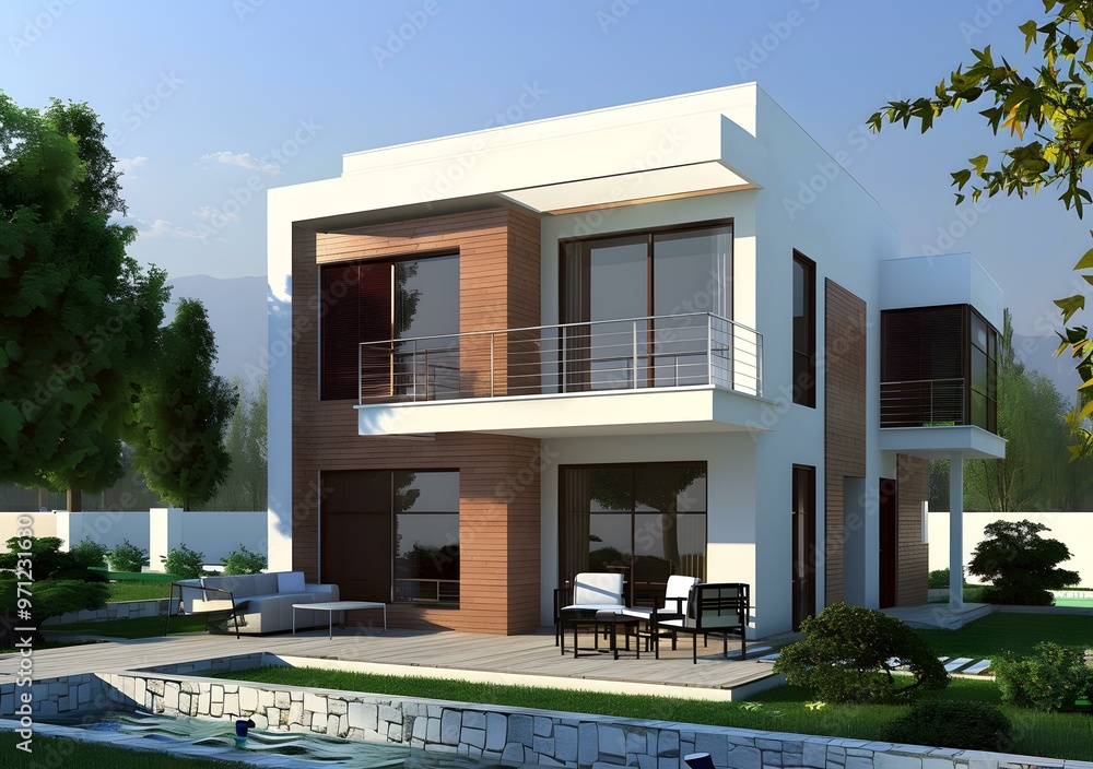 Modern House with a Patio and Swimming Pool Modern House with a Patio and Swimming Pool