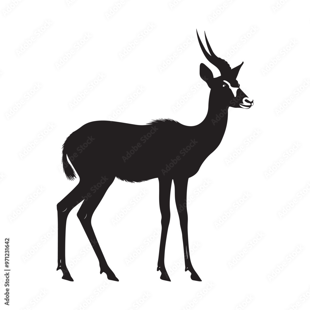 Fototapeta premium Antelope silhouette Clipart - Antelope vector illustration in black and white 