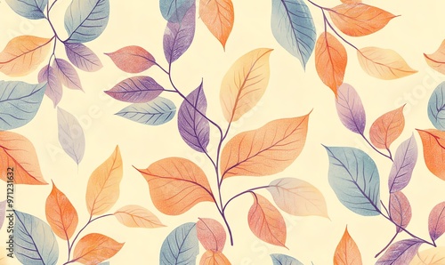 Autumn Leaves Seamless Pattern, Nature Vector Illustration, Floral Design, Fall Foliage Wallpaper