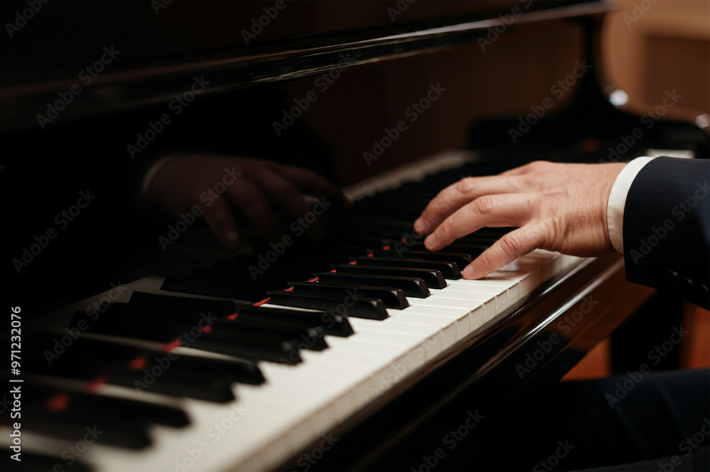 Close-up of the man playing the piano. Close-up of the man playing the piano.