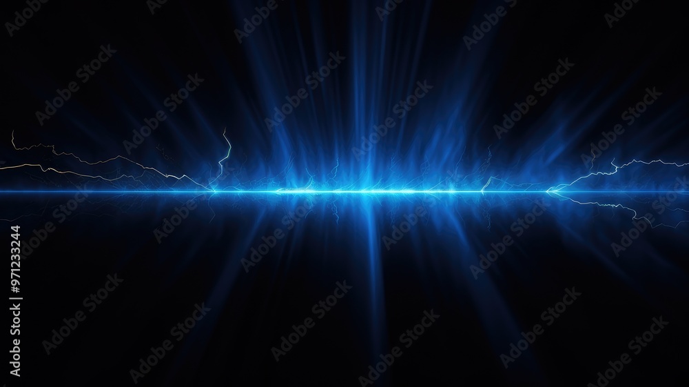 A vibrant blue electric wave emanating from a central line, creating a dynamic visual effect against a dark background. A vibrant blue electric wave emanating from a central line, creating a dynamic visual effect against a dark background.