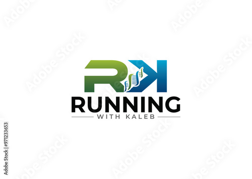 Running-With-Kaleb, health, medic, doctor, adn, green, blue, gradient, letter, letters, text, texts, template, logo, design, creative, professional, clean, business, icon, symbol, word, concept, compa
