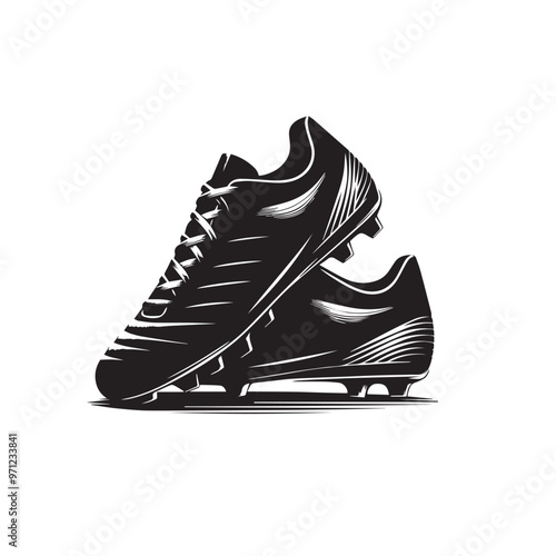 Soccer shoe silhouette. Soccer shoe vector design. Football shoe illustration. Soccer shoe logo, icon.