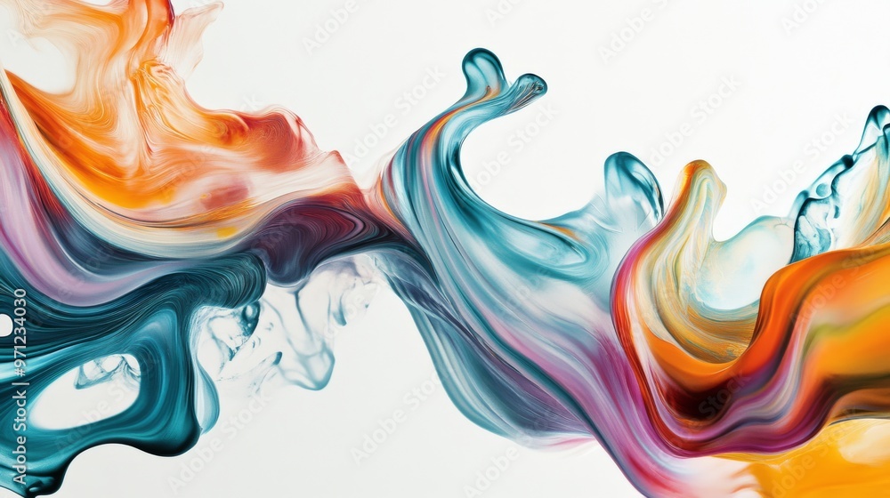 Fluid abstract waves, modern painting, white background Fluid abstract waves, modern painting, white background