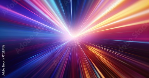 A vibrant burst of light beams radiating outward, creating a sense of motion and energy.