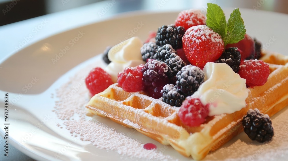 Waffles and berries Waffles and berries