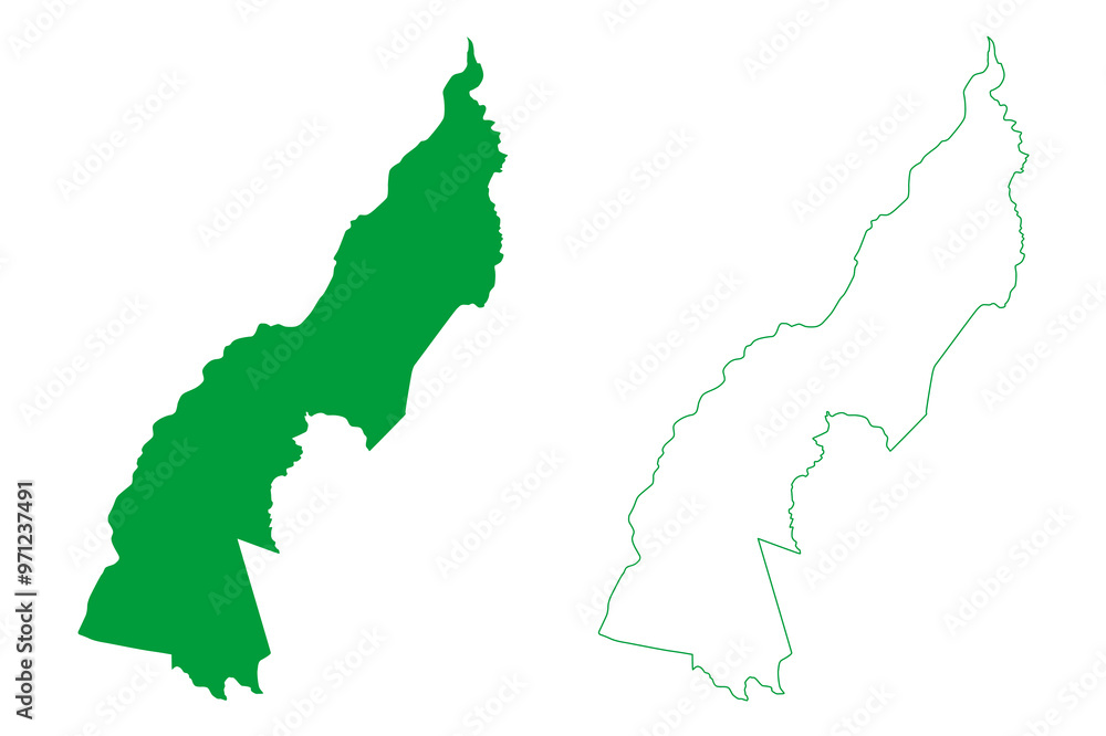 Fototapeta premium Xique-Xique municipality (Bahia state, Municipalities of Brazil, Federative Republic of Brazil) map vector illustration, scribble sketch Xique Xique map