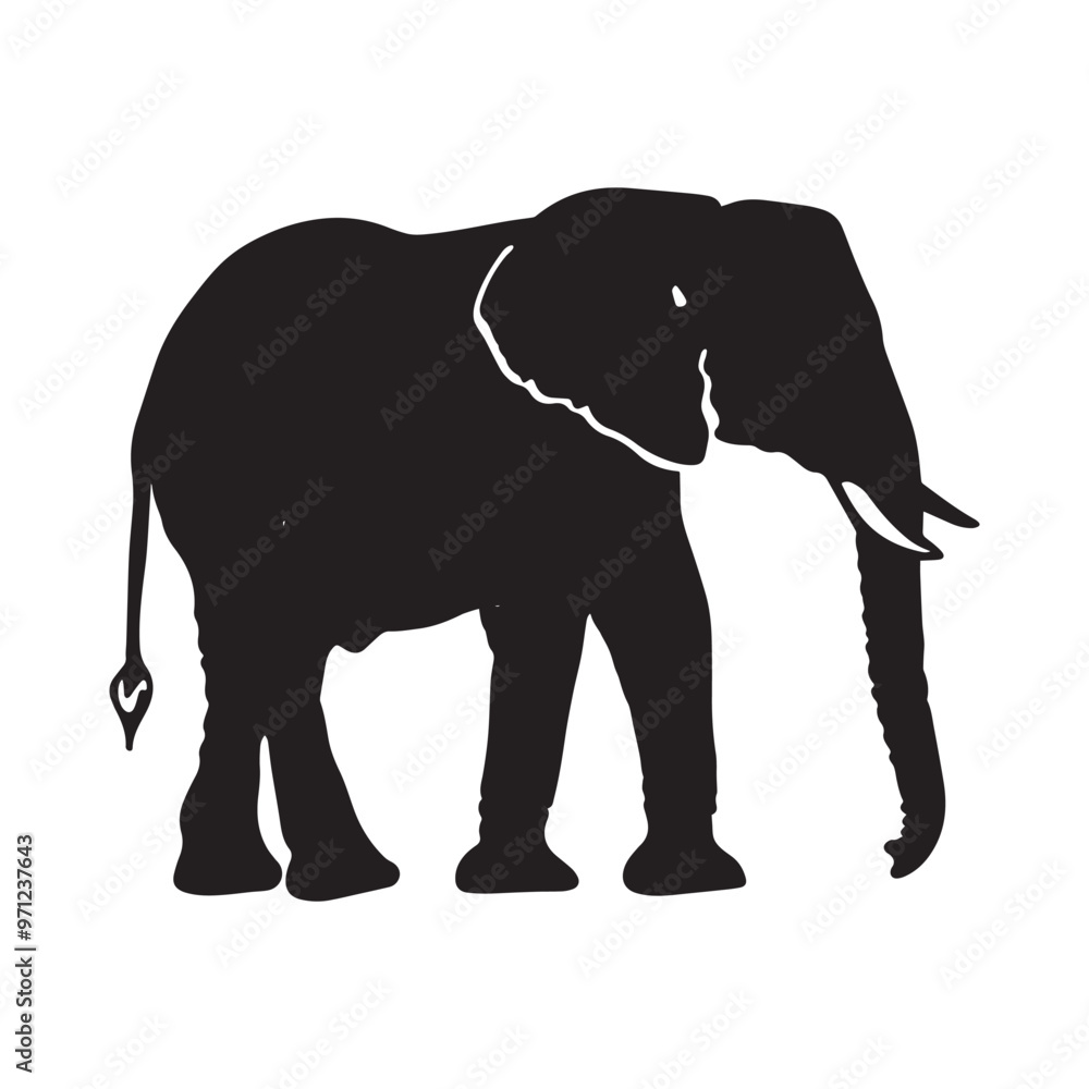 Fototapeta premium Elephant silhouette Clipart - Elephant vector illustration in black and white