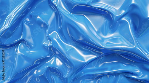 Blue Plastic Shiny Background with Latex Glossy Texture Pattern in 3D Render