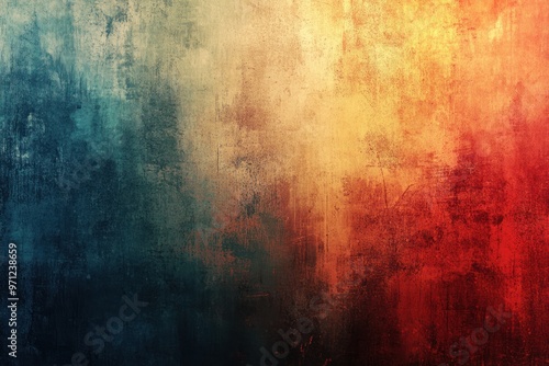 Abstract Textured Background with Gradient of Blue, Yellow, and Red Colors