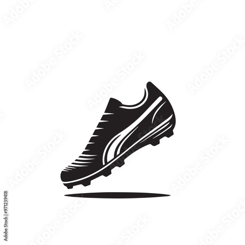 Soccer shoe silhouette. Soccer shoe vector design. Football shoe illustration. Soccer shoe logo, icon.