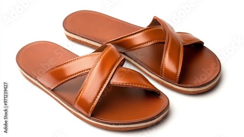 Leather sandals for women on white