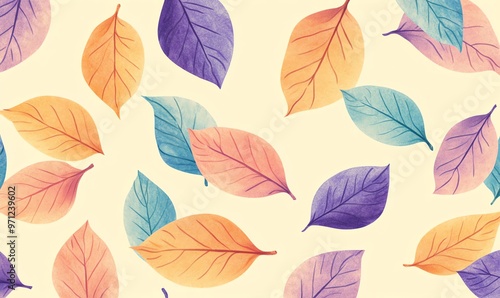 Autumn Leaves Seamless Pattern, Nature Vector Illustration, Floral Design, Fall Foliage Wallpaper