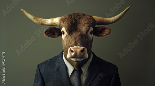 Business cow in suit