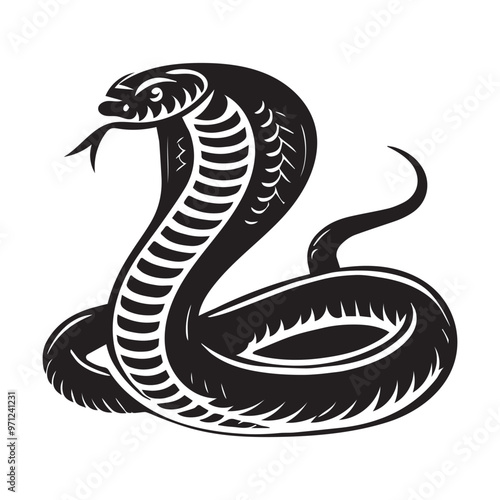 King Cobra silhouette Clipart - King Cobra vector illustration in black and white 
